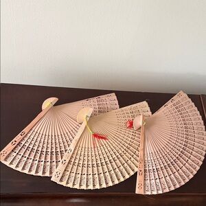 Elegant Tan Hand Fan Set